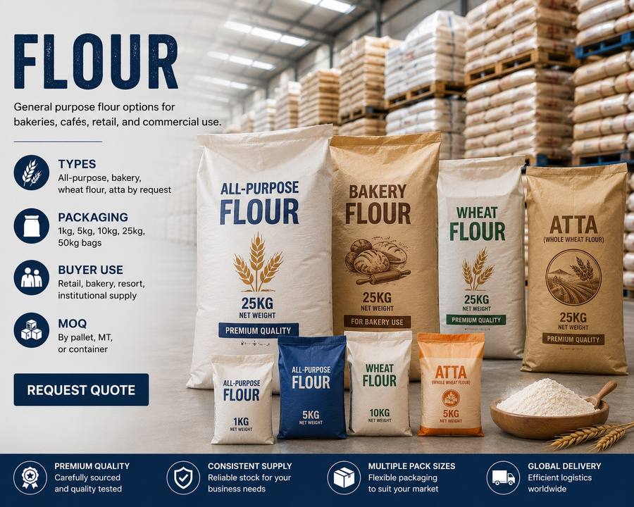 Flour bags in multiple packaging sizes