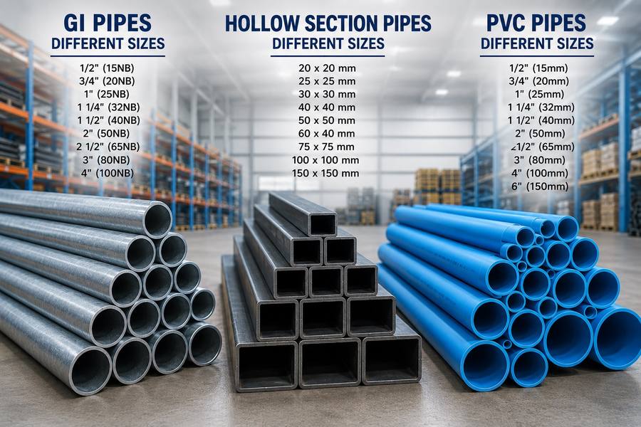 GI pipe and PVC pipe options