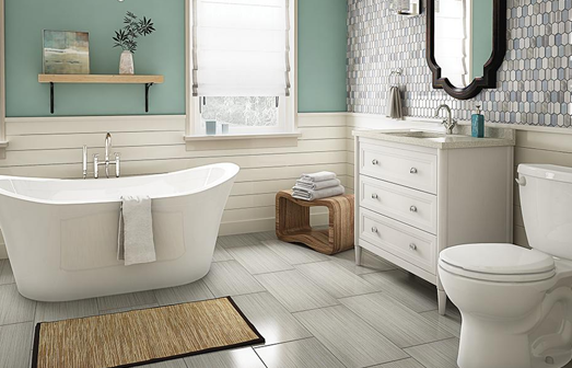 Tiles and sanitary ware bathroom setting